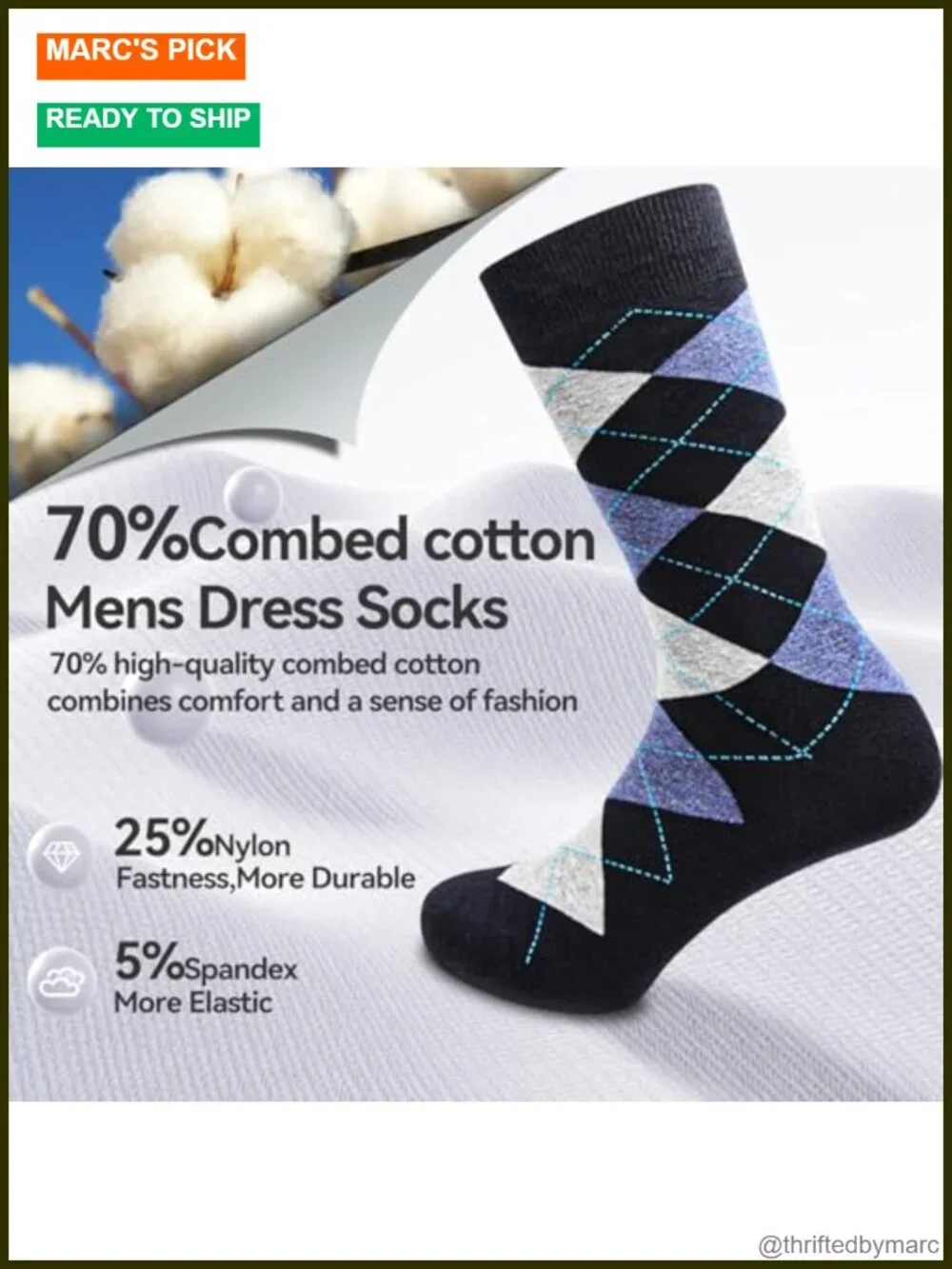 6 Pack Mens Cotton Crew Dress Socks Multi-Pack Gift Box